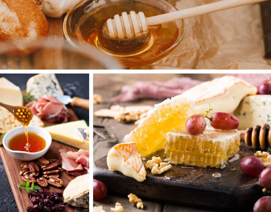 honey and honeycomb on cheeseboards