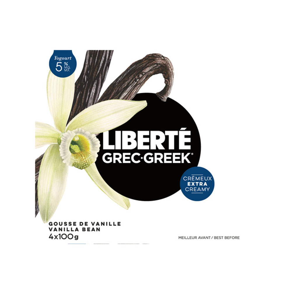 Liberte 5% Vanilla Bean Greek Yogurt 4X100G