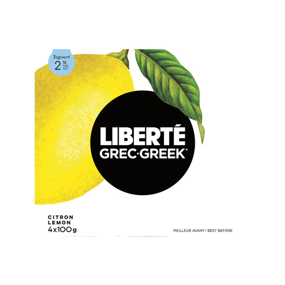 Liberte 2% Lemon Greek Yogurt 4 X100G