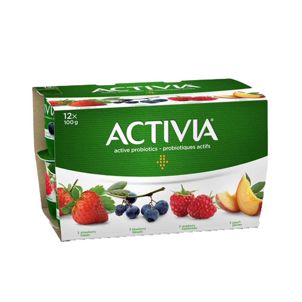 Danone Activia - Straw Rasp Blue 12X100G 
