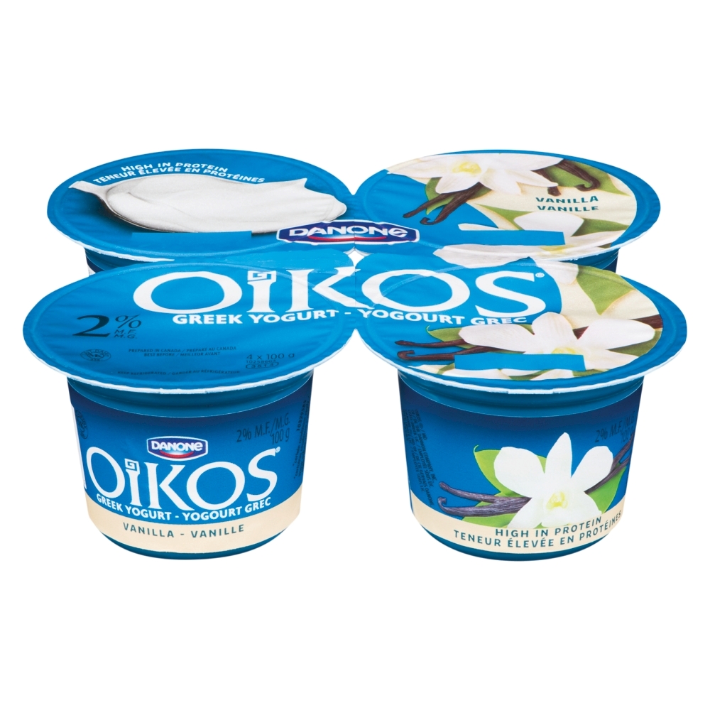Oikos 2% Vanilla Greek Yogurt 4X100G 