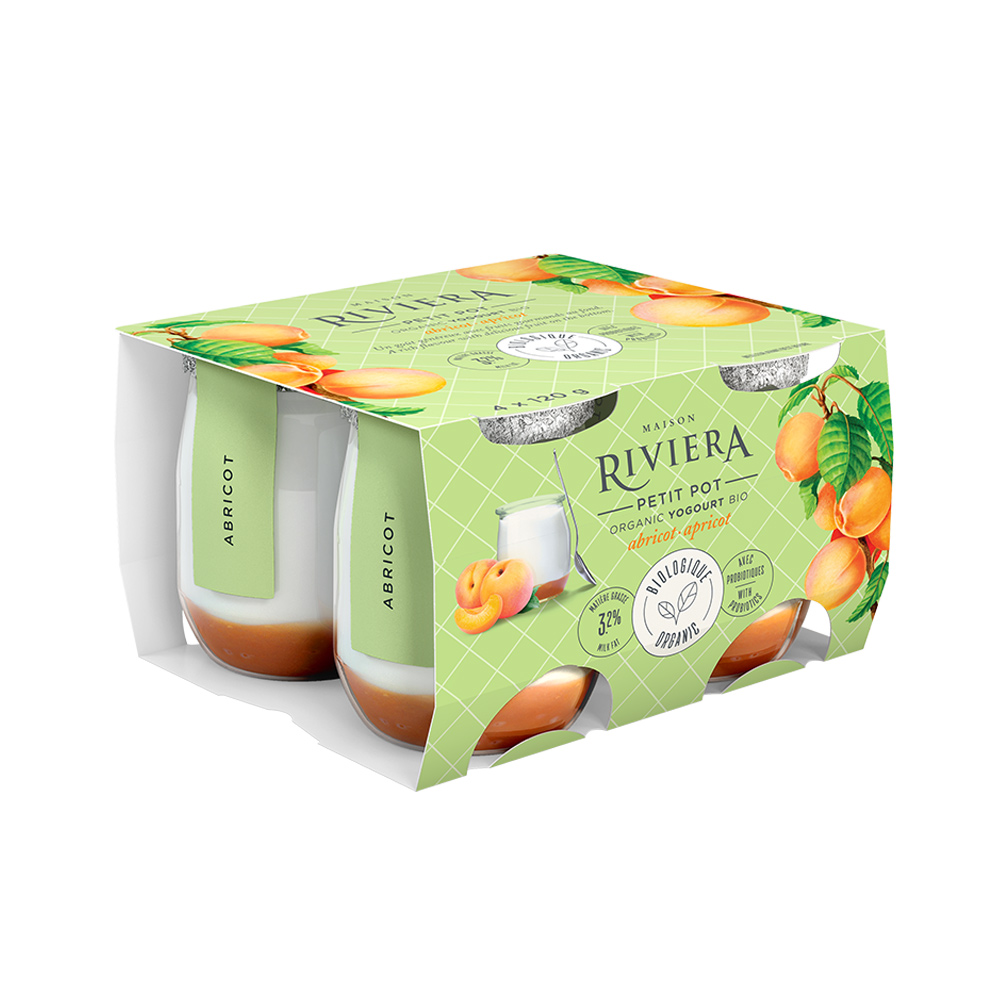 Riviera Organic Apricot Yogurt 4X120G