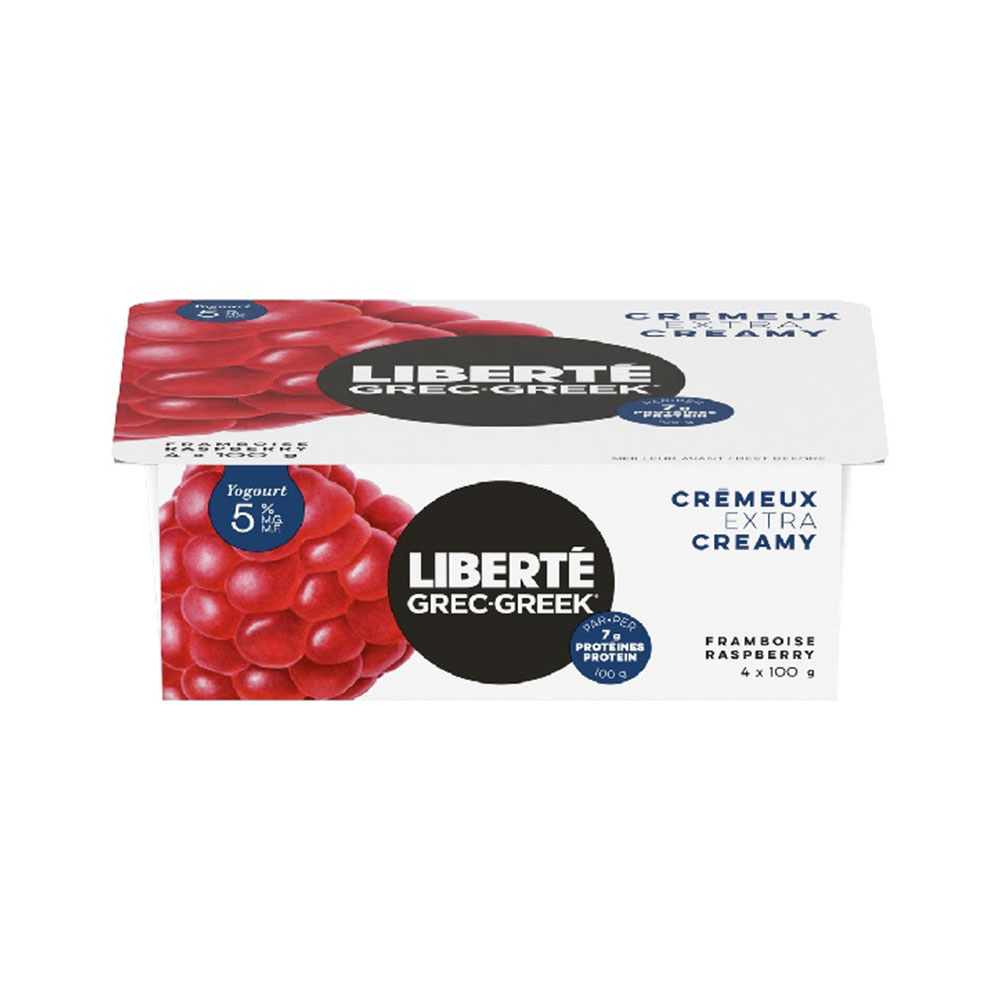 LIBERTE 5% RASPBERRY GREEK YOGURT 4X100G