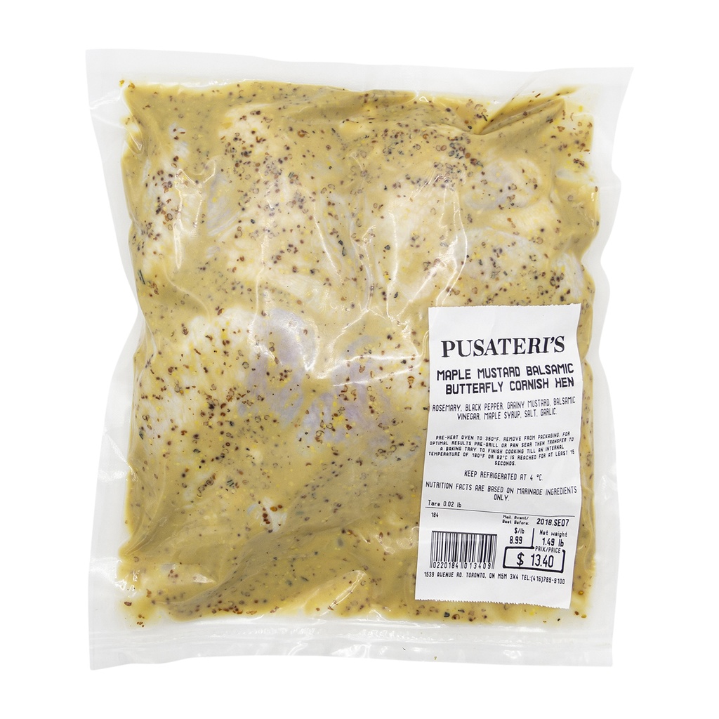 Cornish Hen Butterfly Maple Mustard Balsamic Style 1.5lb