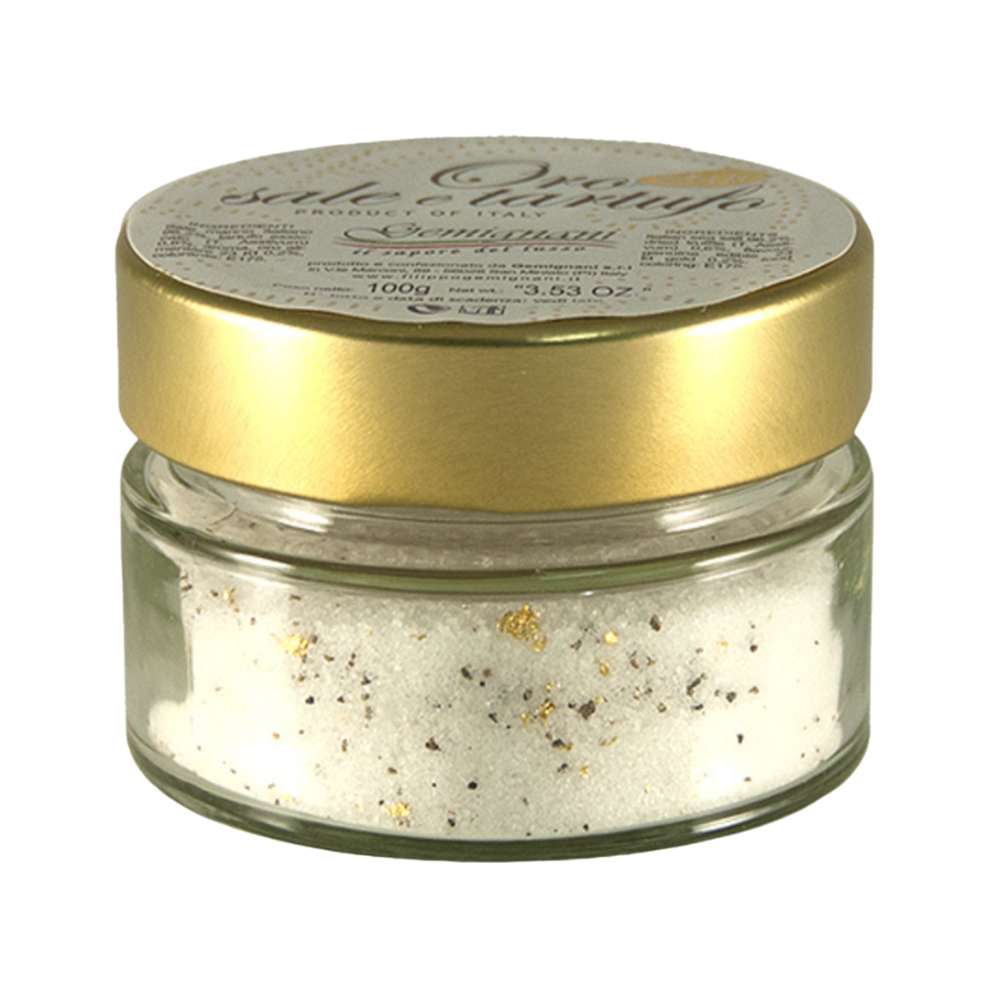 GEMIGNANI TRUFFLED SEA SALT  WITH EDIBLE 23 KT GOLD LEAF