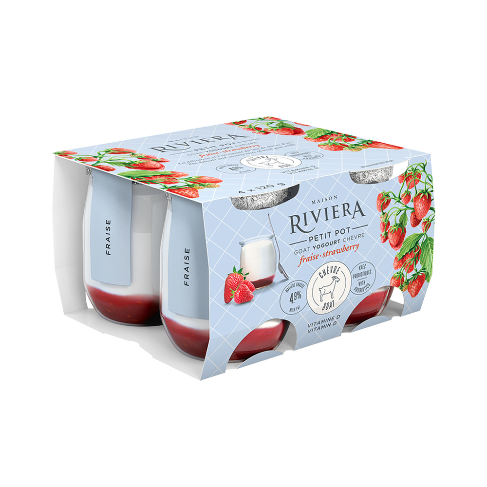 Riviera Strawberry Goat Yogurt 4X120G