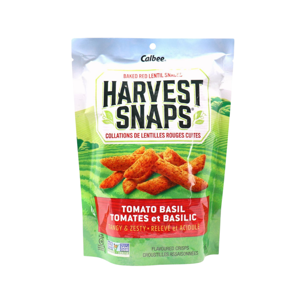 Calbee Harvest Snaps Baked Red Lentil Tomato Basil Snacks 85G 