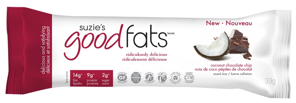 Love Good Fats Plant-Based Chocolate Chip Cookie Dough Bar 39G