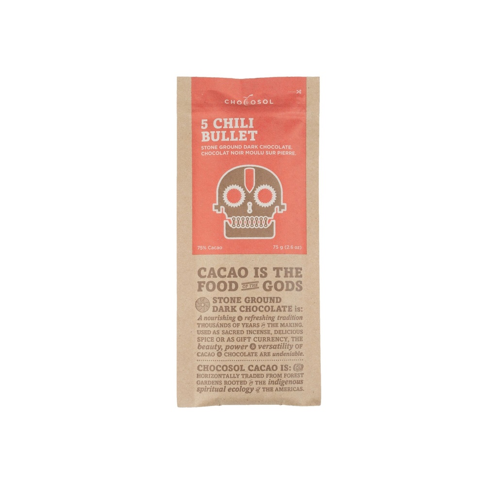 Chocosol Five Chili Bullet Dark Chocolate Bar 75g