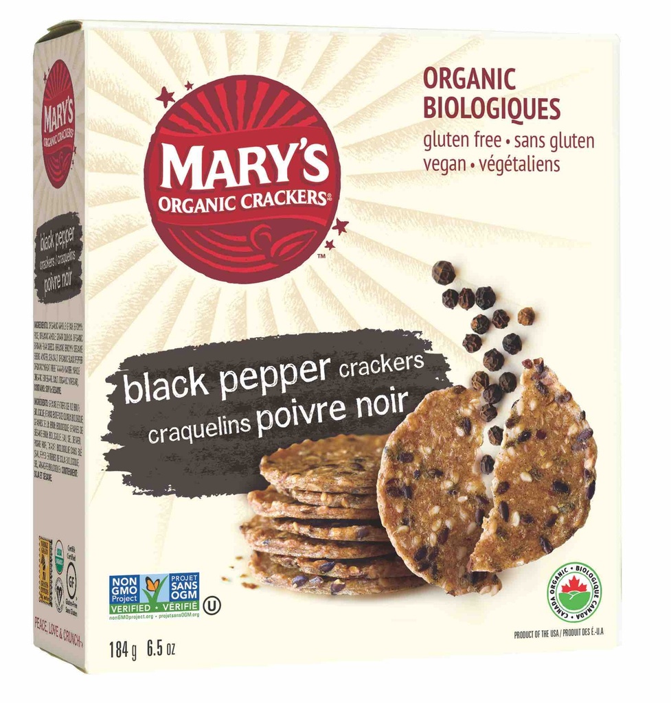 Mary's Organic Black Pepper Crackers 184G