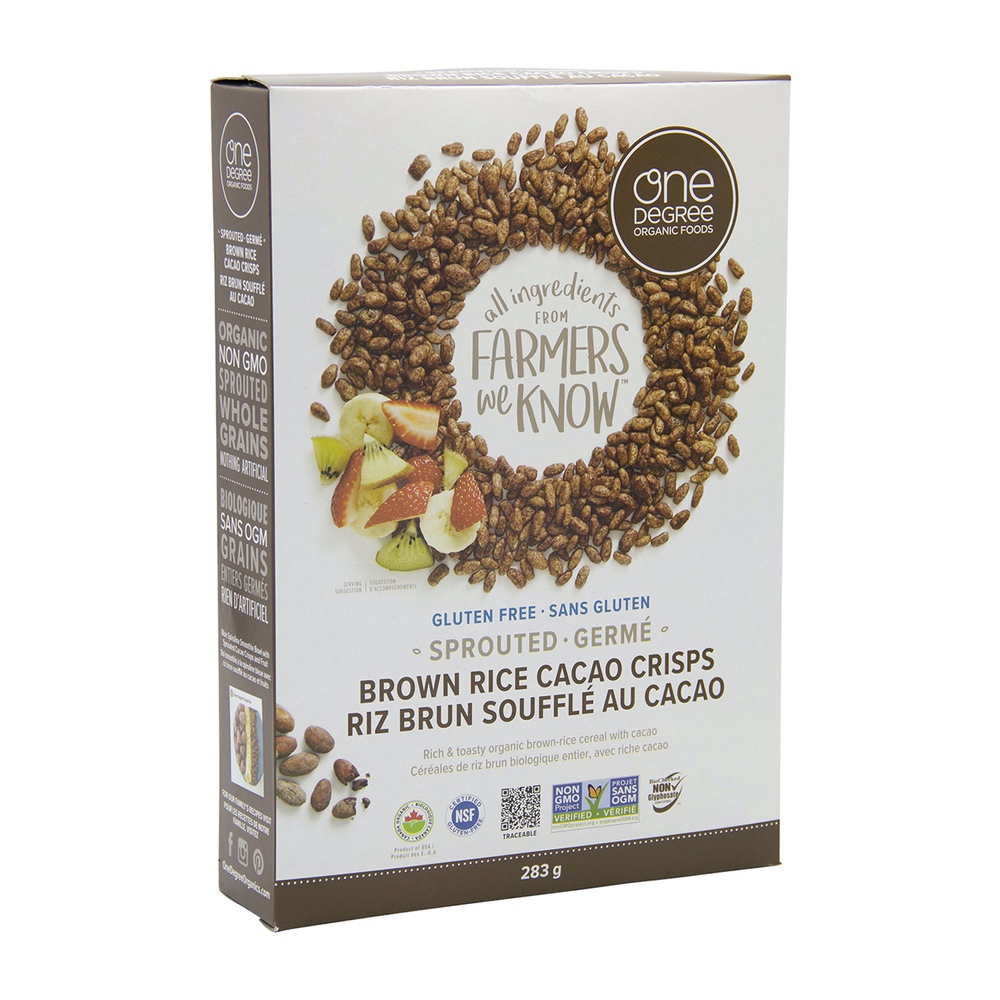 One Degree Organic Foods Sprouted Brown Rice Cacao Crisps 283g