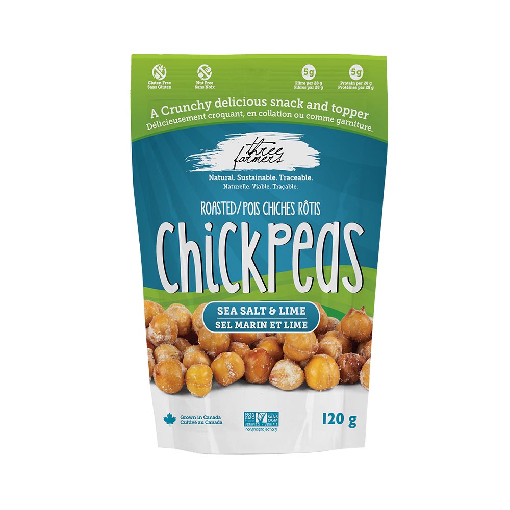 Three Farmers Sea Salt & Lime Roasted Chickpeas 120G