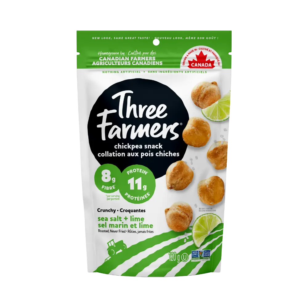 Three Farmers Sea Salt & Lime Roasted Chickpeas 120G