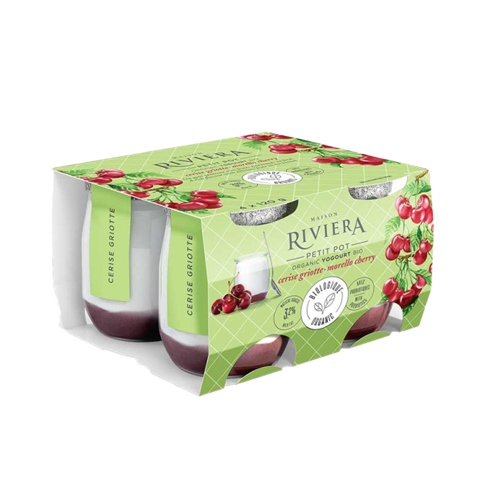 RIVIERA ORGANIC CHERRY YOGURT 4X120G