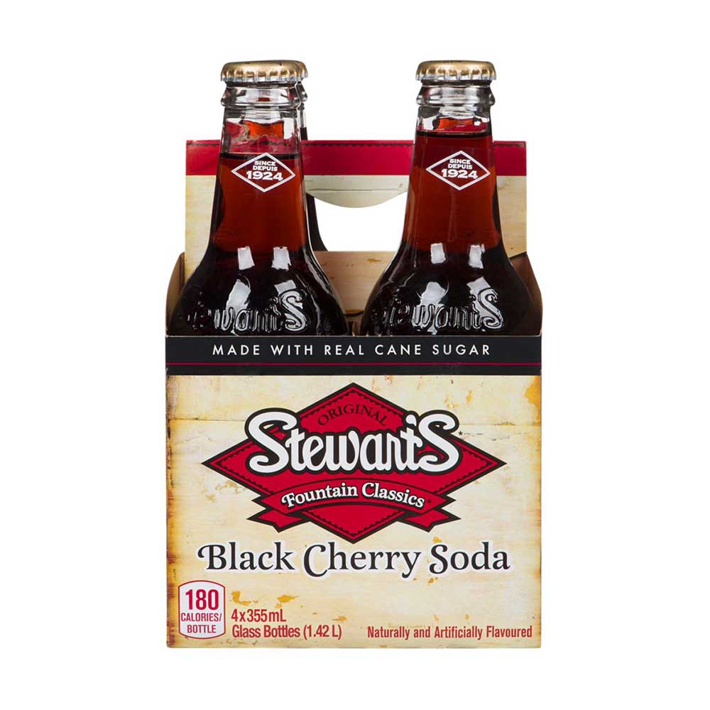 STEWART'S Black Cherry Soda 6x4 355ml Glass