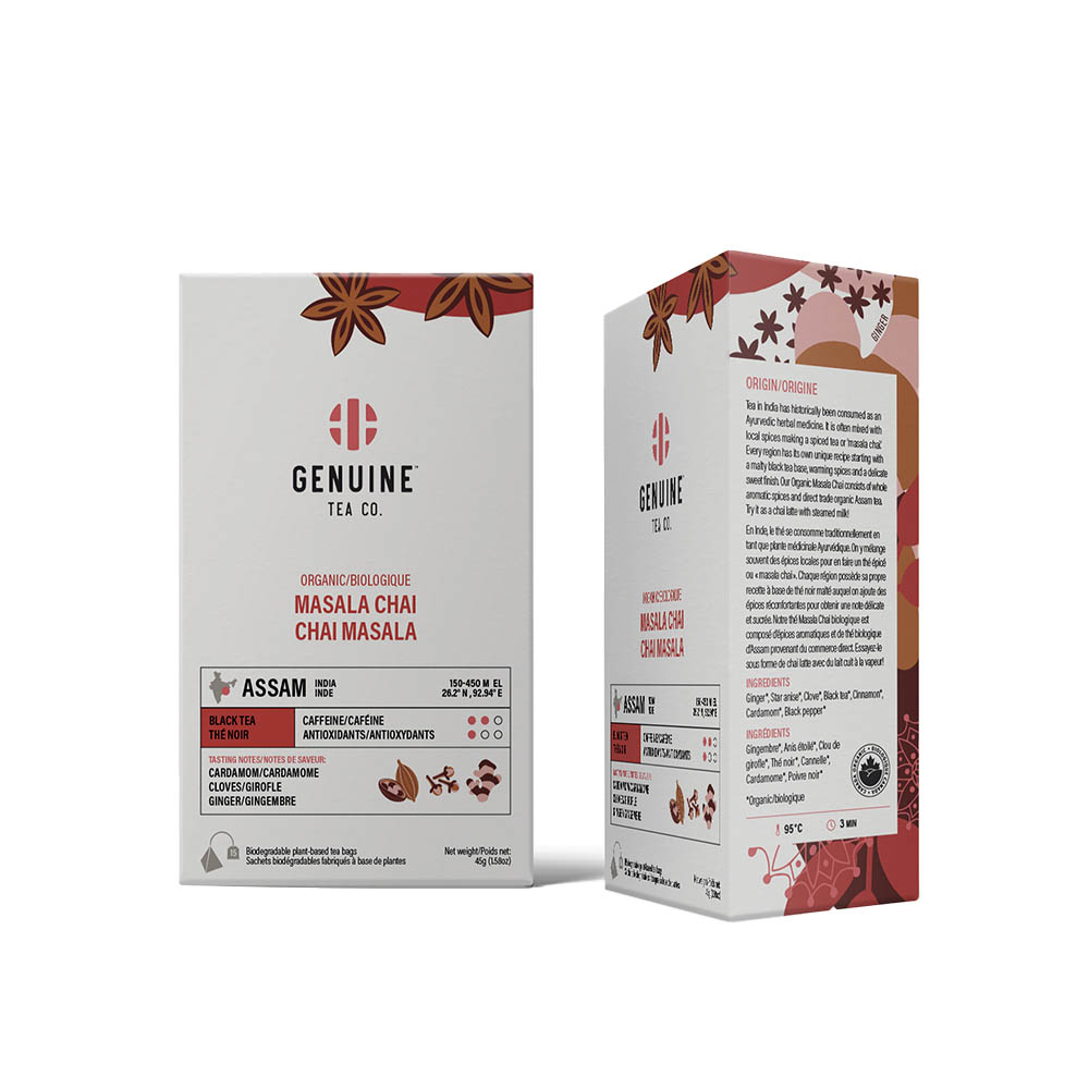 GENUINE TEA Organic Masala Chai Pyramid Tea 15ct