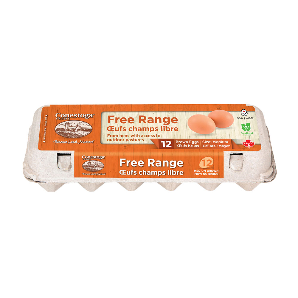 CONESTOGA FARMS MEDIUM BROWN FREE RANGE eggs 12 pack