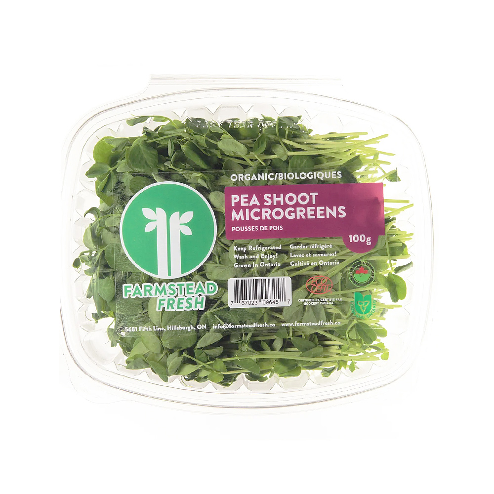 Farmstead Fresh Certified Organic Pea Shoot Microgreens 100g