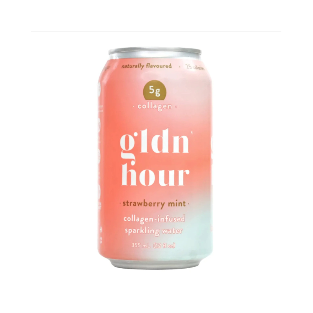 GLDN HOUR STRAWBERRY MINT COLLAGEN-INFUSED SPARKLING WATER