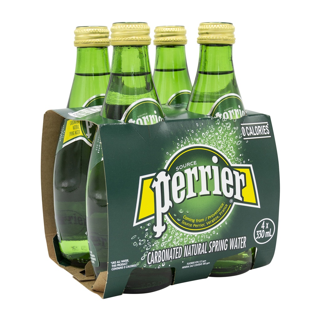 Perrier Sparkling Water Glass Bottle 4 X 330Ml