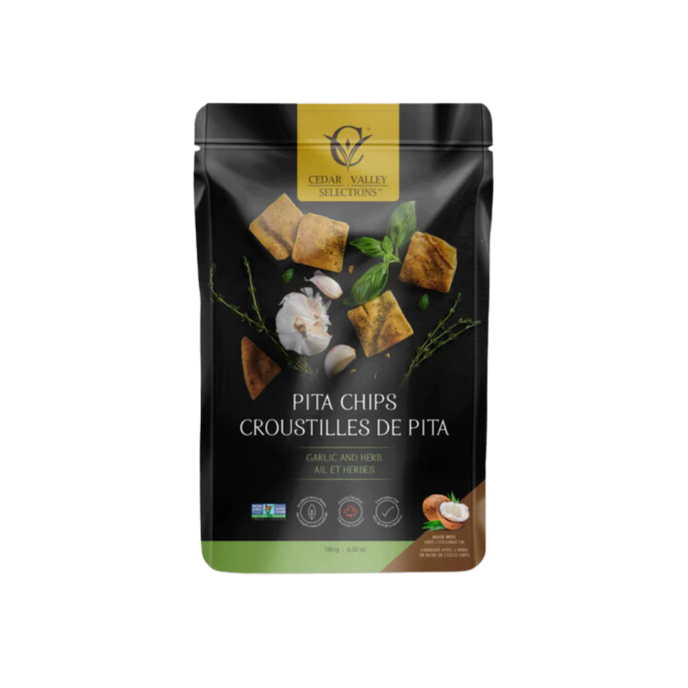 CEDAR VALLEY PITA CHIPS - GARLIC AND HERB