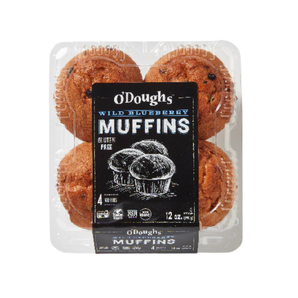 O'DOUGHS WILD BLUEBERRY MUFFINS - 4 PACK