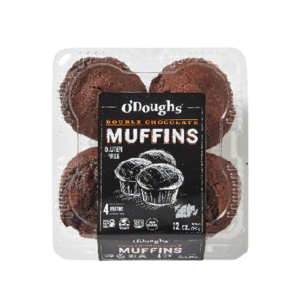 O'DOUGHS DOUBLE CHOCOLATE MUFFINS - 4 PACK