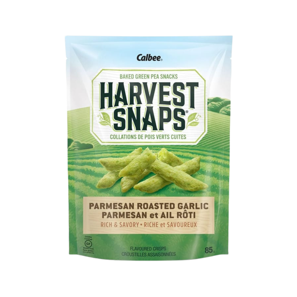 Calbee Harvest Snaps Parmesan Roasted Garlic Green Pea Snack Crisps 85G 