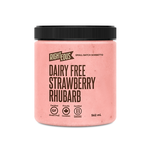 RIGHTEOUS STRAWBERRY RHUBARB DAIRY FREE SORBETTO