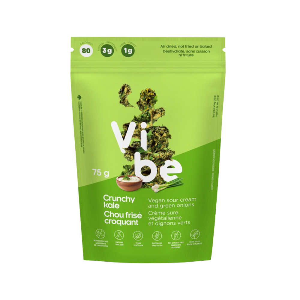 Vibe Foods Vegan Sour Cream & Green Onion Crunchy Kale Chips 75G