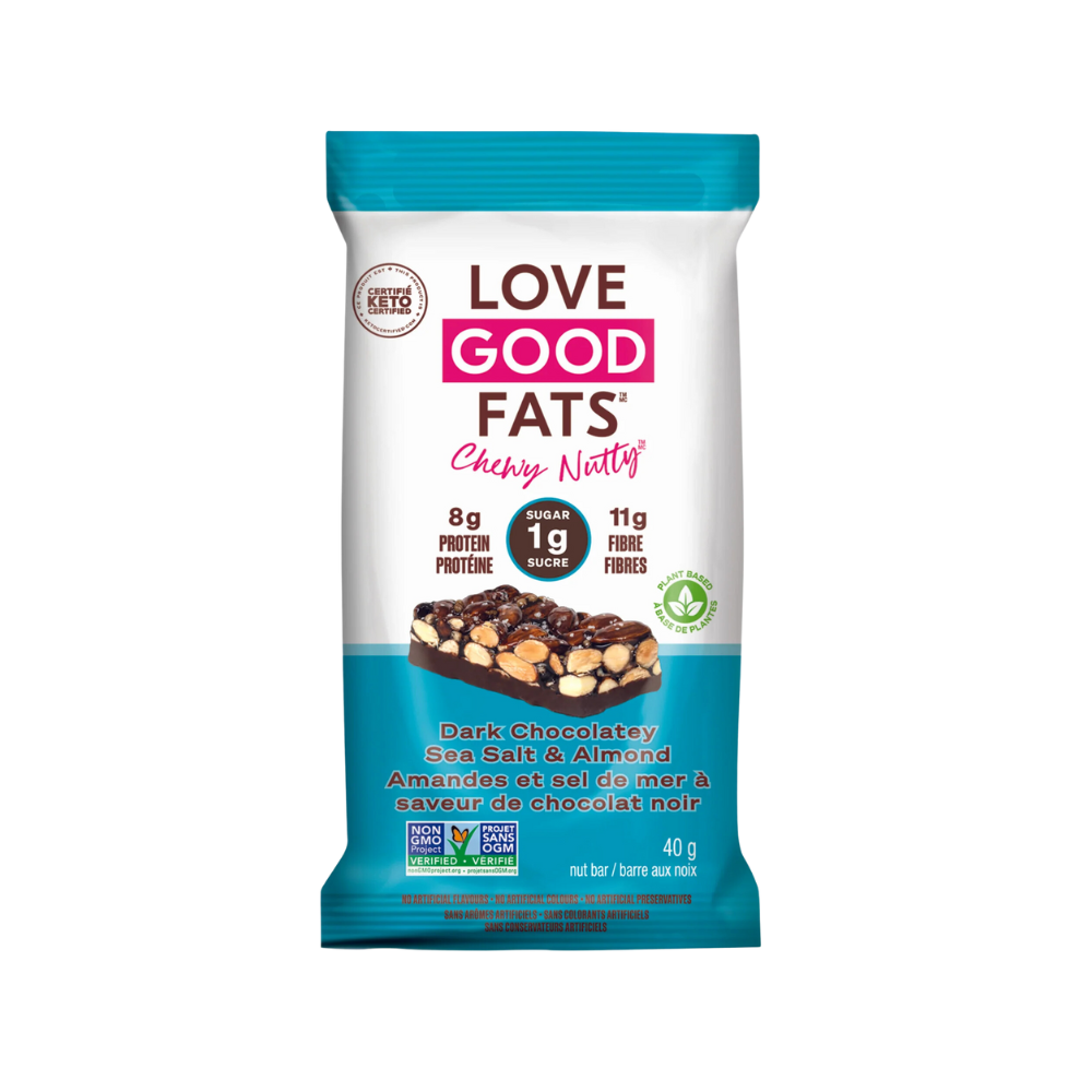 Love Good Fats Dark Chocolate Sea Salt Almond Bar Snack Bar 40G