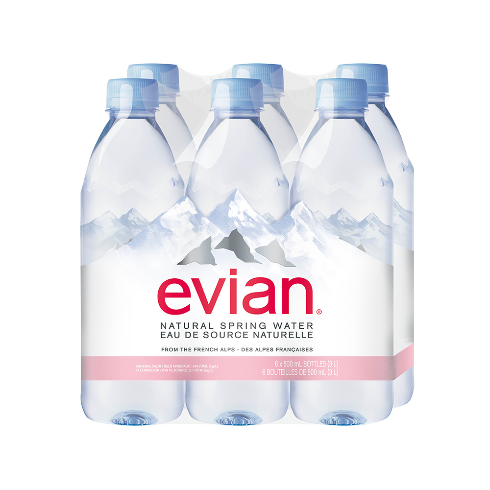 Evian Natural Spring Water 6 X 500Ml