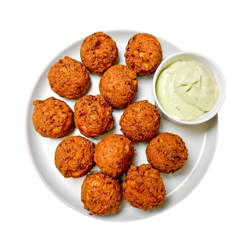 Oaxacan Street Corn Fritters With Avocado Crema 12ea
