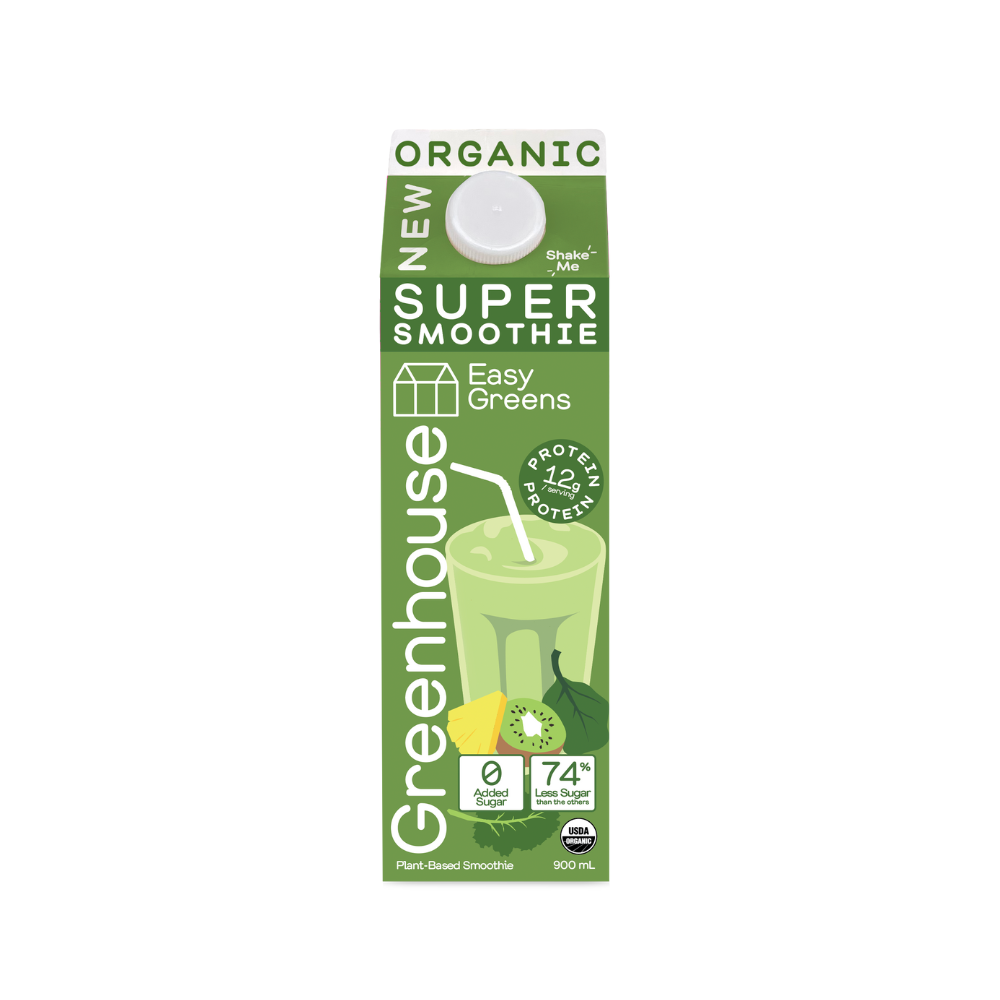GREENHOUSE JUICE CO. EASY GREENS SUPER SMOOTHIE GABLE TOP 900ML