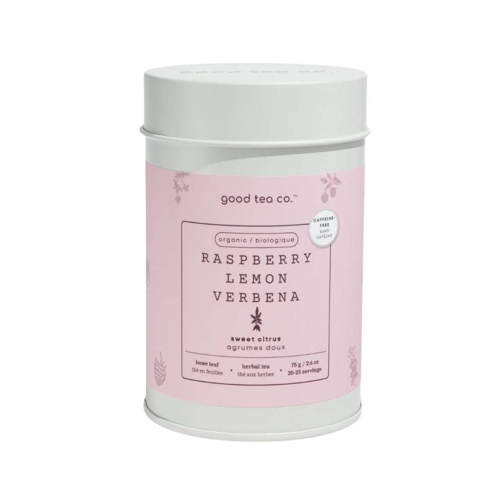 Good Tea Co. Organic Raspberry Lemon Verbana Loose Leaf Tea Tin 75G
