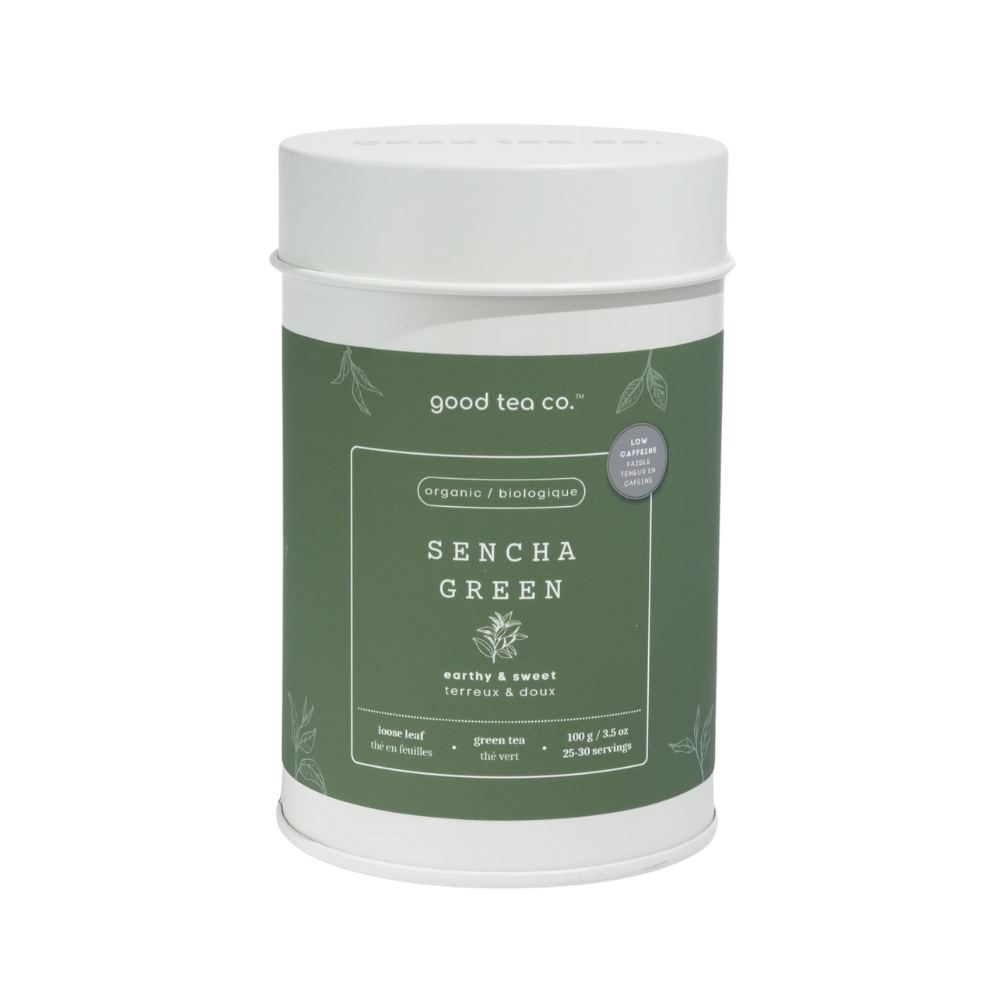 GOOD TEA CO. ORGANIC SENCHA GREEN LOOSE LEAF TEA TIN 100G