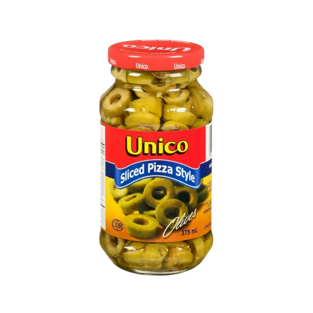 Unico Sliced Pizza Style Olives 375Ml