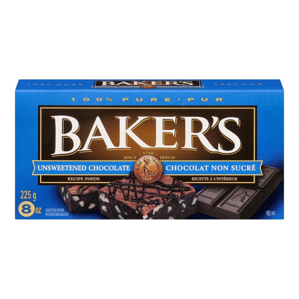 Baker's Unsweetend Choc 225G