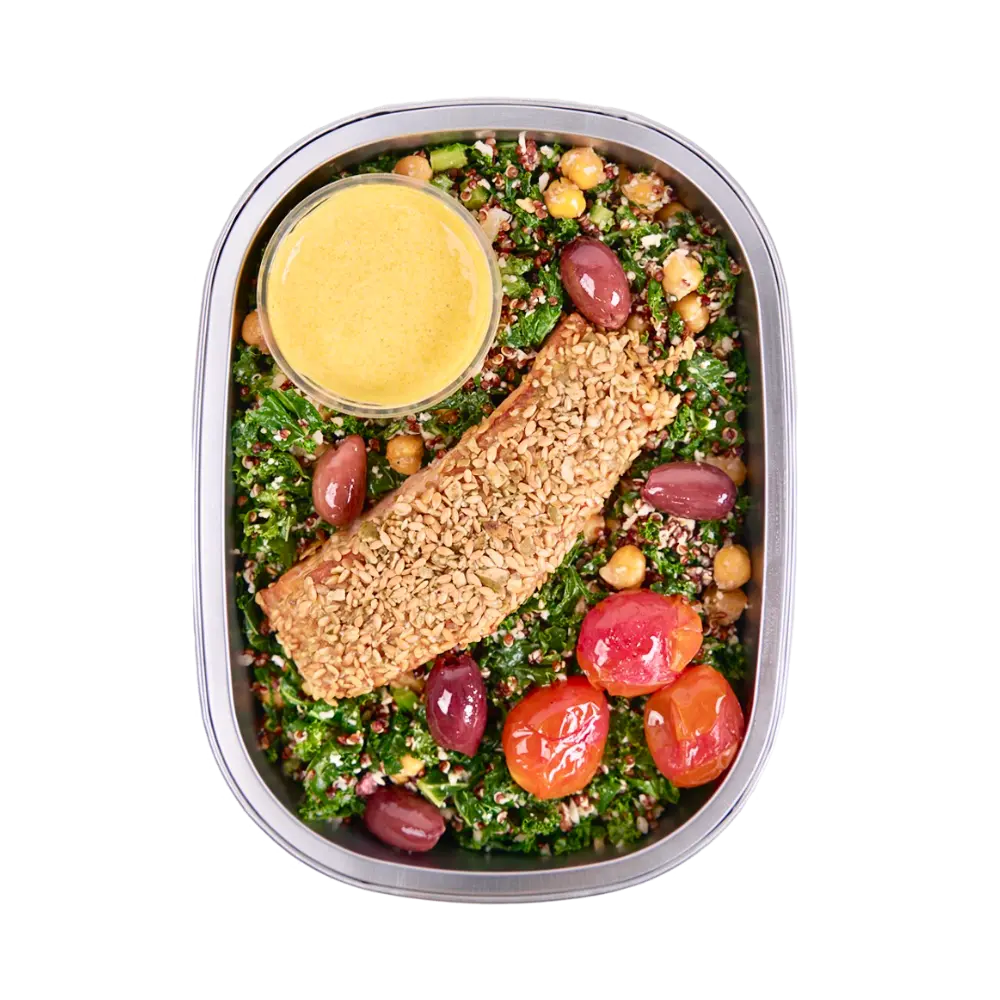 Flax & Pumpkin Seed Crusted Salmon And Grains 400G