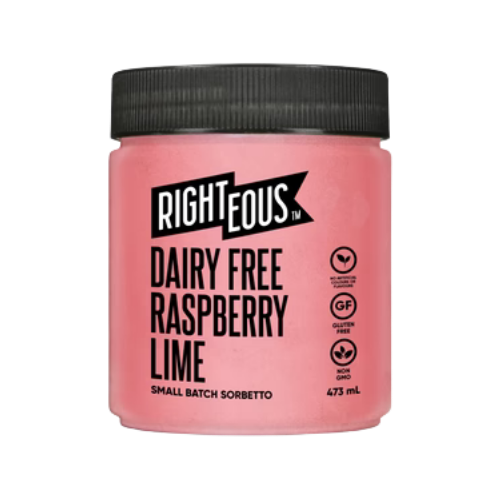 Righteous Dairy Free Raspberry Lime Sorbet 106Ml