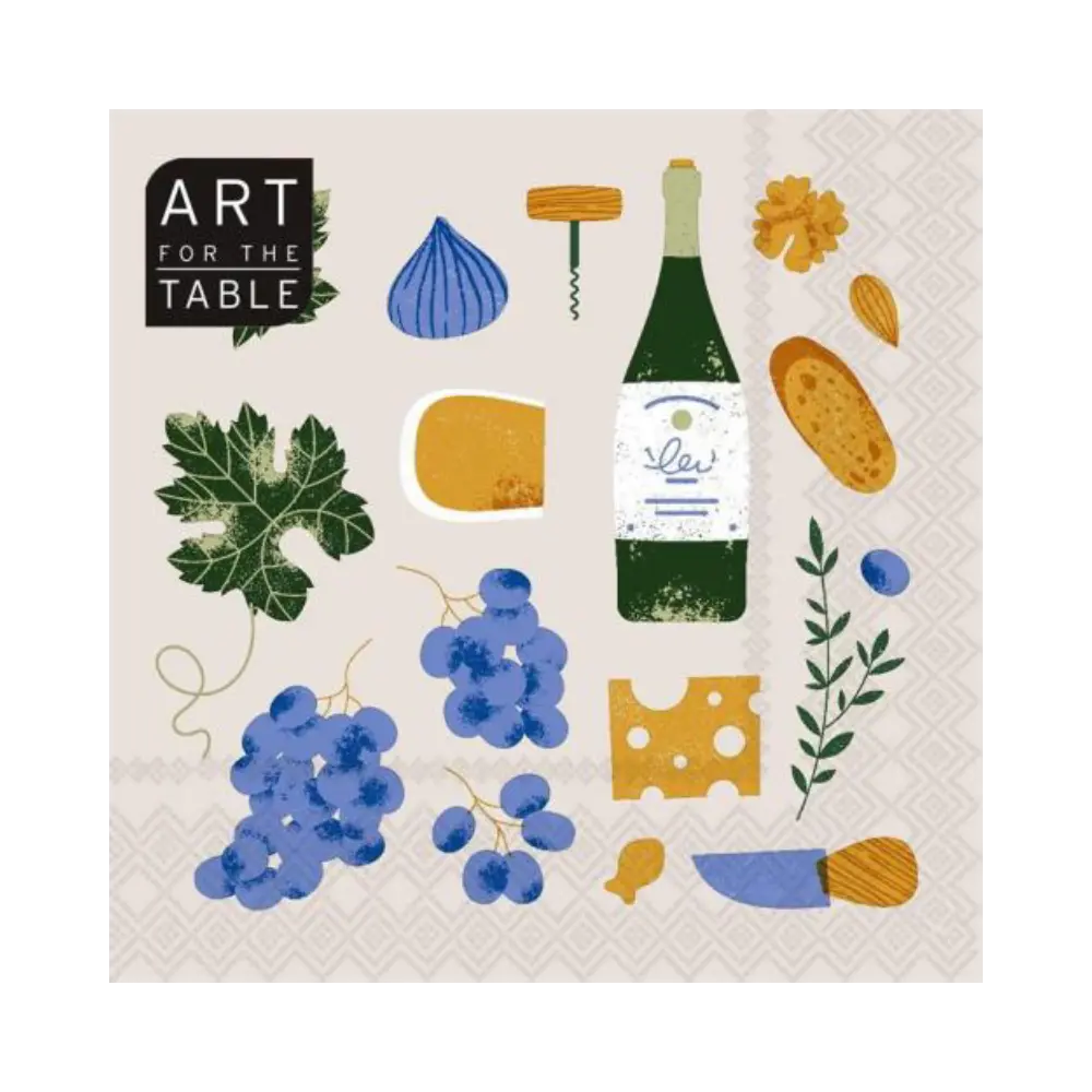 Art For The Table Wine & Cheese 20Pc 13In Napkins 20Pc