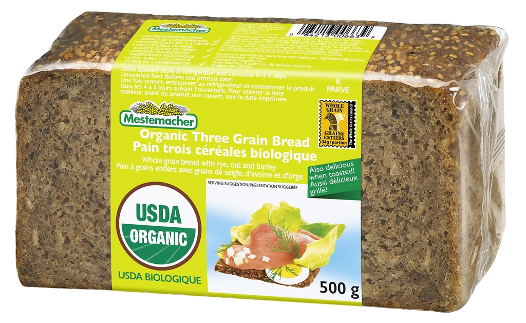 Mestemacher Organic 3 Grain Bread 500g