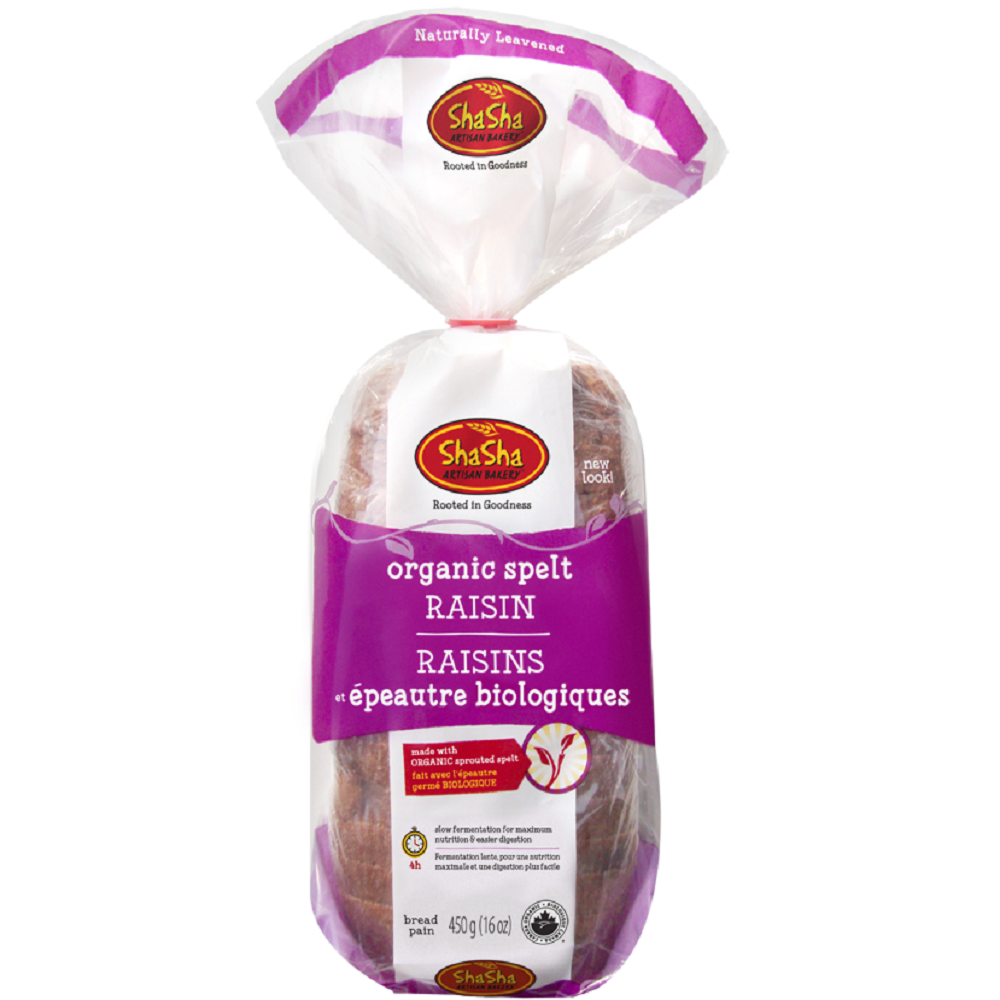 Shasha Organic Raisin Cinnamon Spelt Bread 500G