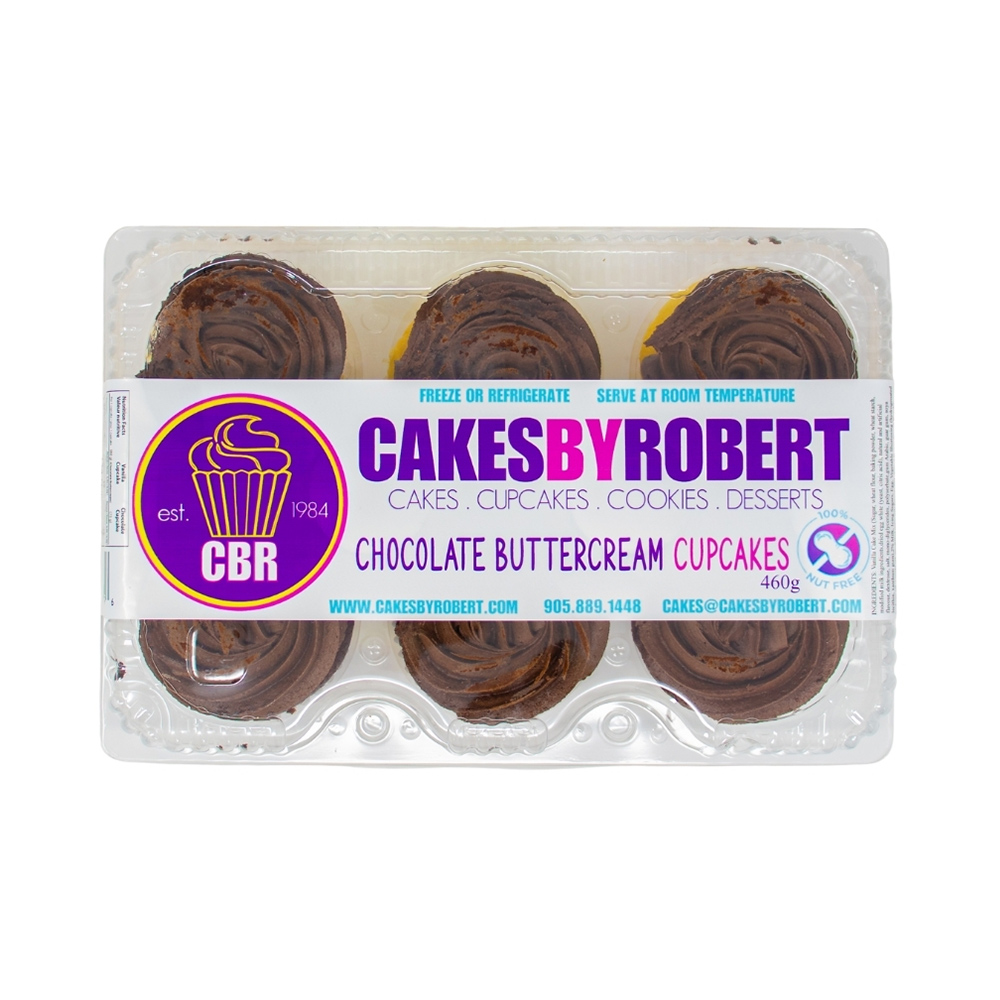 Cakes By Robert Chocolate Buttercream 6 Pack Cupcake Nut Free