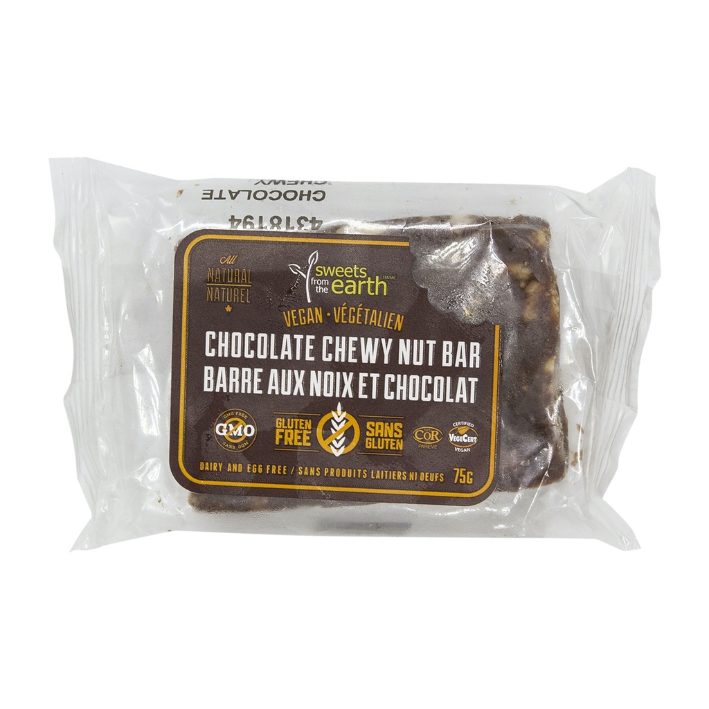 Sweets From The Earth Chocolate Chewy Nut Bar Gluten Free 75G