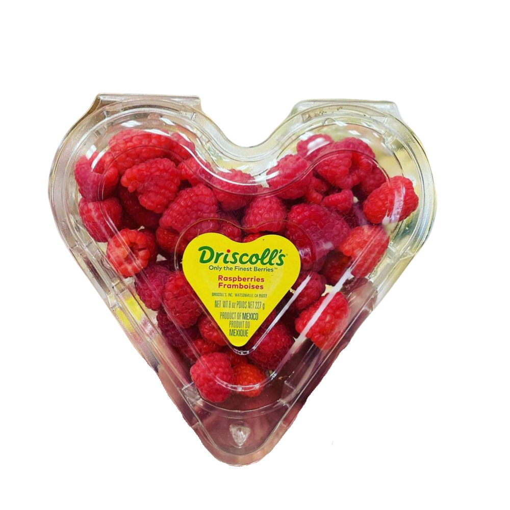 Heart Shaped Raspberries 8oz 1lb