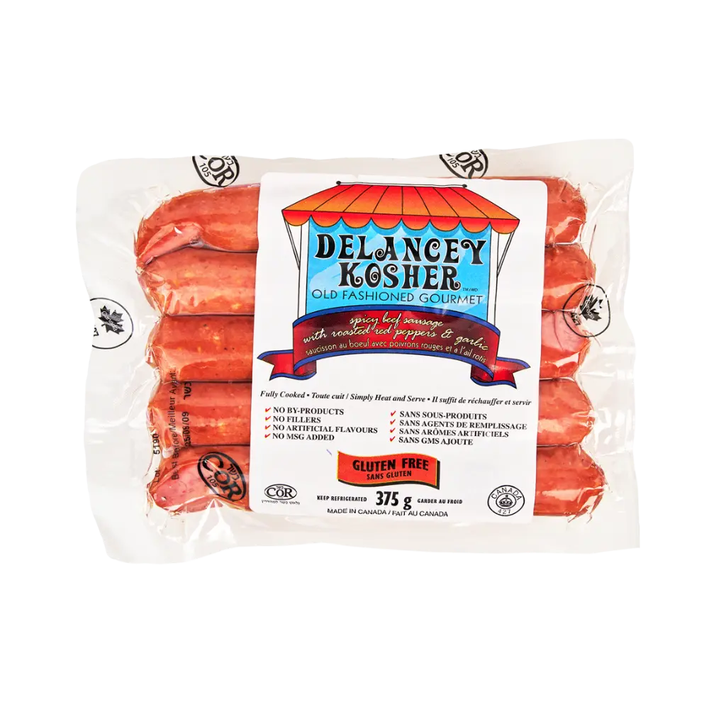 Delancey Kosher Spicy Beef Sausage 375g