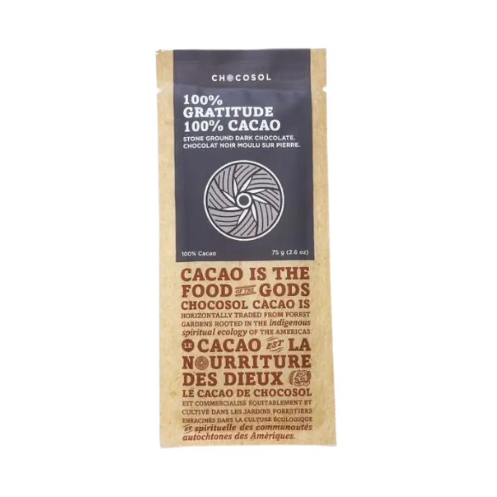 Chocosol  Chocolate Gratitude 100% Cacao 75G
