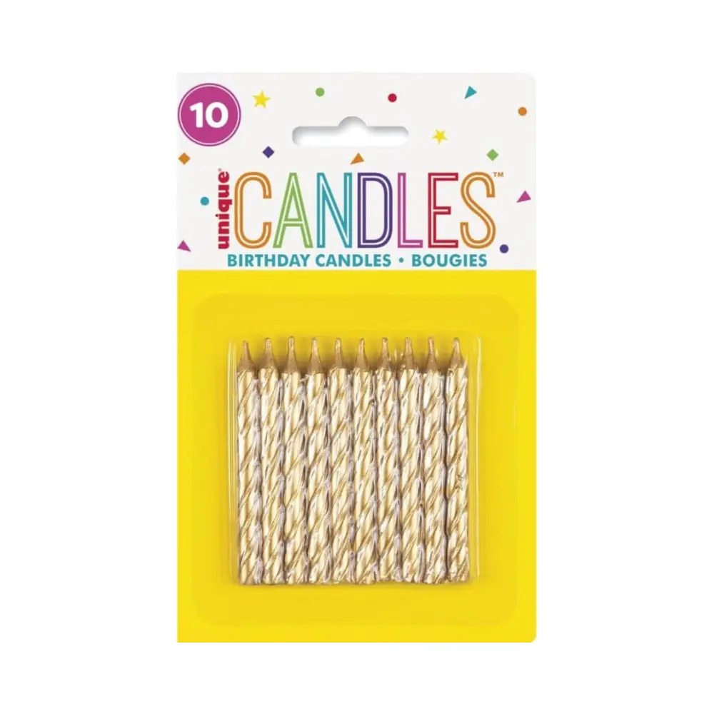 Unique Gold Spiral Candles 10Pk