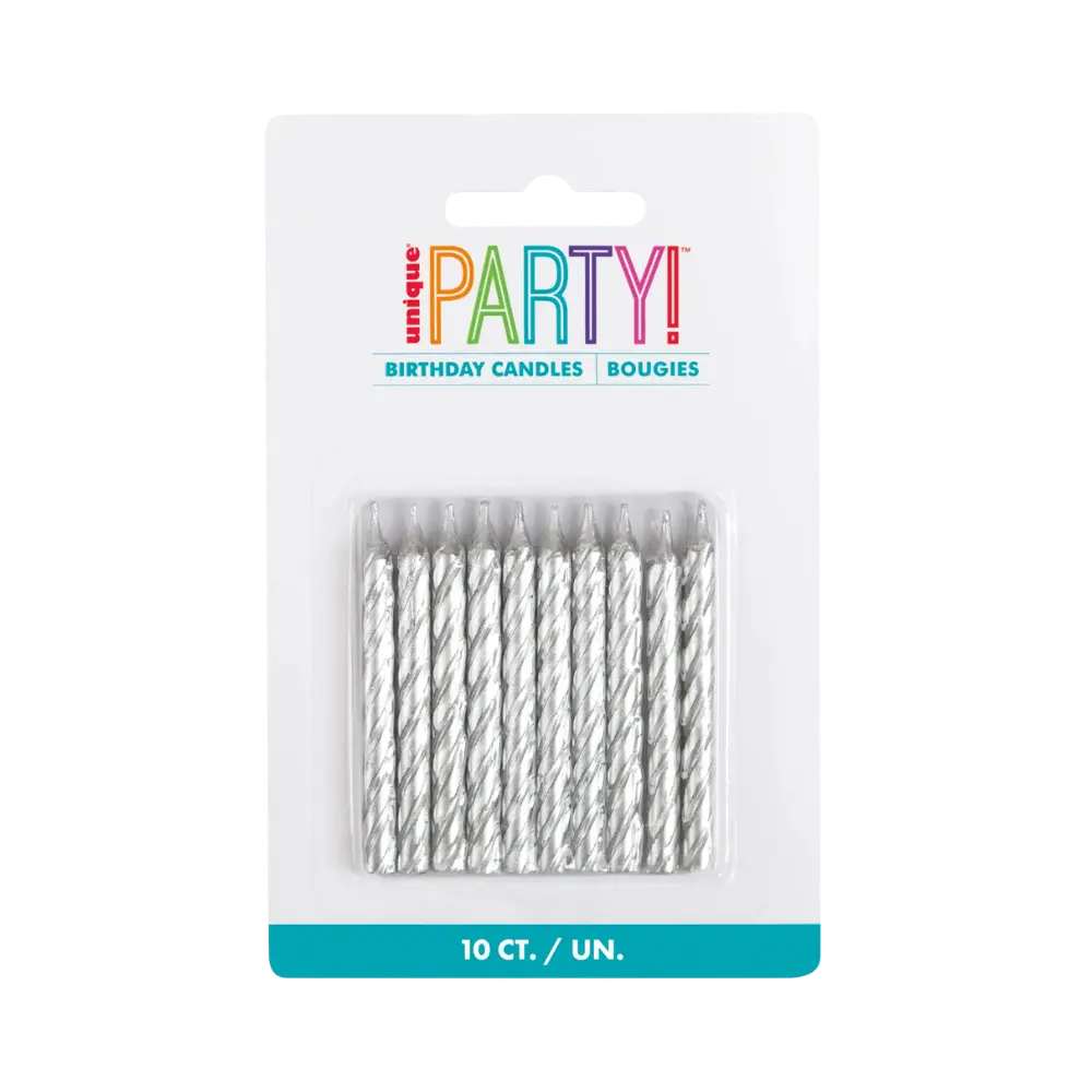 Unique Silver Spiral Candles 10Pk
